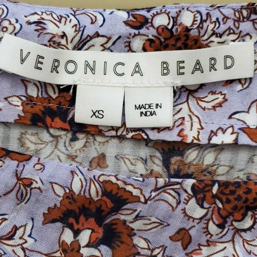 Veronica Beard Hazel Ruched Asymmetrical Skirt In Lavender Floral Print Size XS